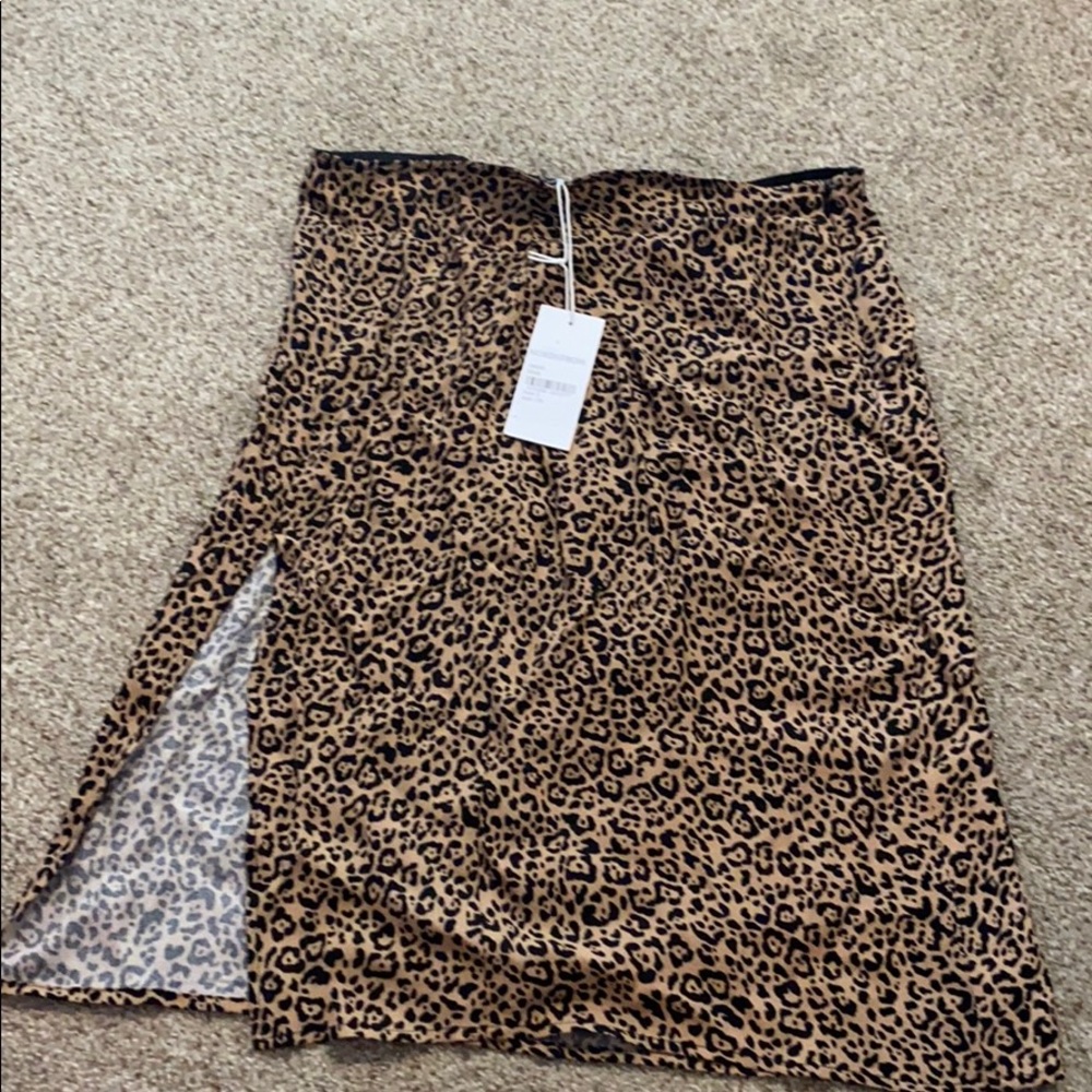 Reformation Leopard print side slit skirt
